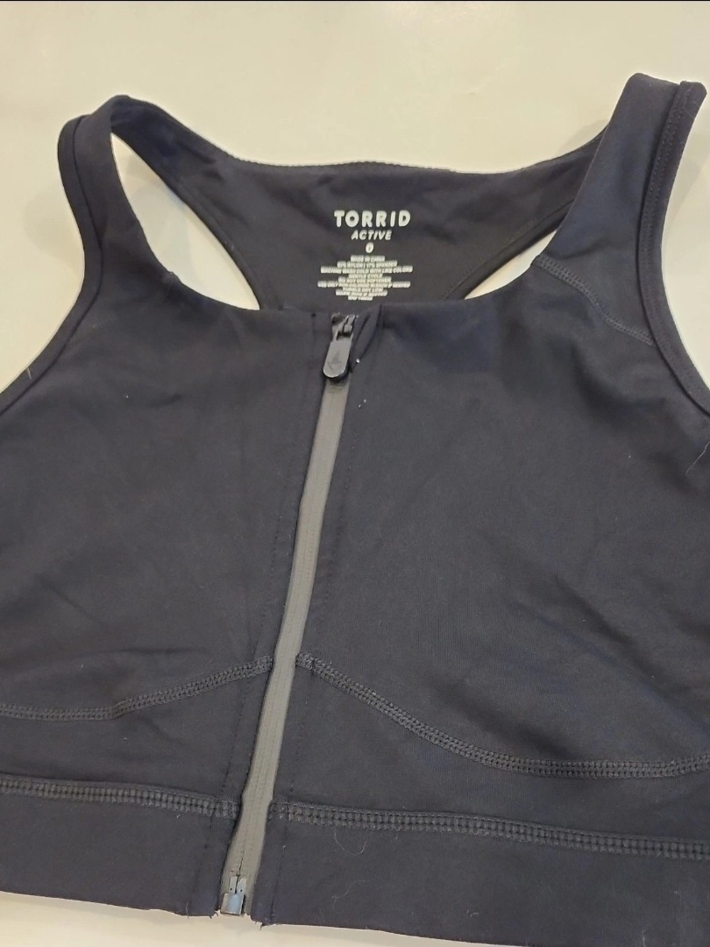 Torrid Black Front-Zip Racerback Sports Bra Size 0